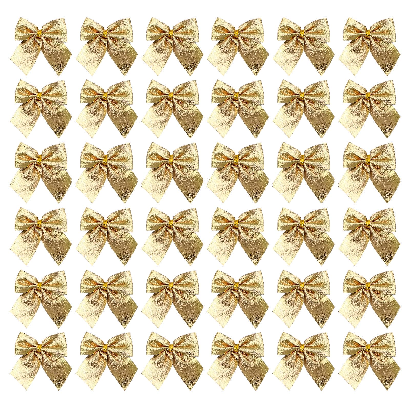 iwiio 36Pcs Gold Christmas Bows for Tree, Christmas Bows for Decorations, Christmas Ribbon Bows Ornaments for Home DIY Craft,Christmas Tree,Wreaths,Garland Decor (Gold)