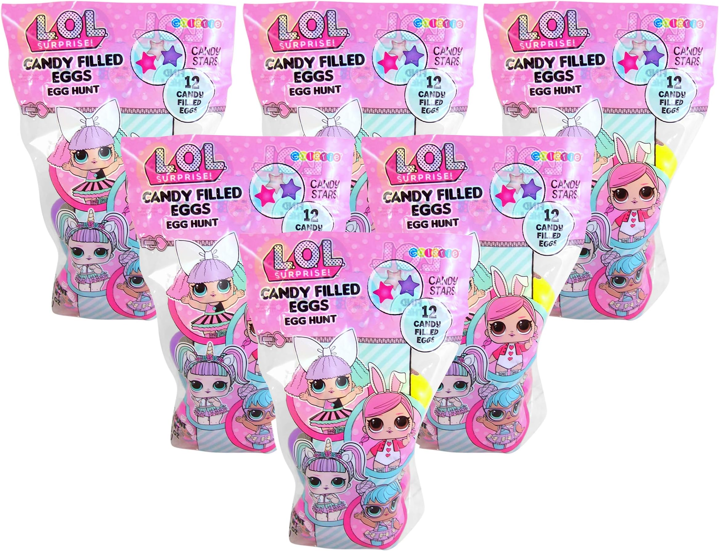 MGA LOL Bulk Prefilled Easter Eggs Bulk, 12 Count Bag, Pack of 6 Bags