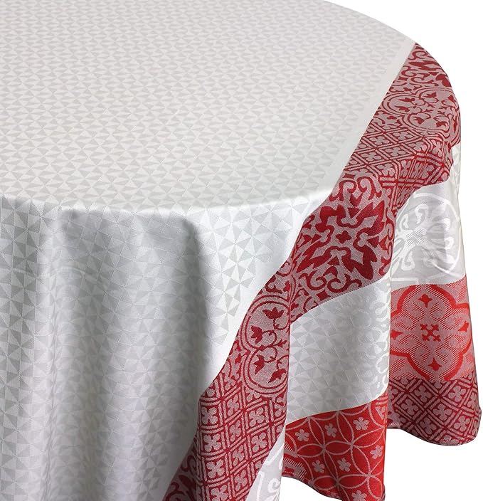 100 Cotton Jacquard Tablecloth, 170x300 cm Oval Acrylic Coating Mosaic