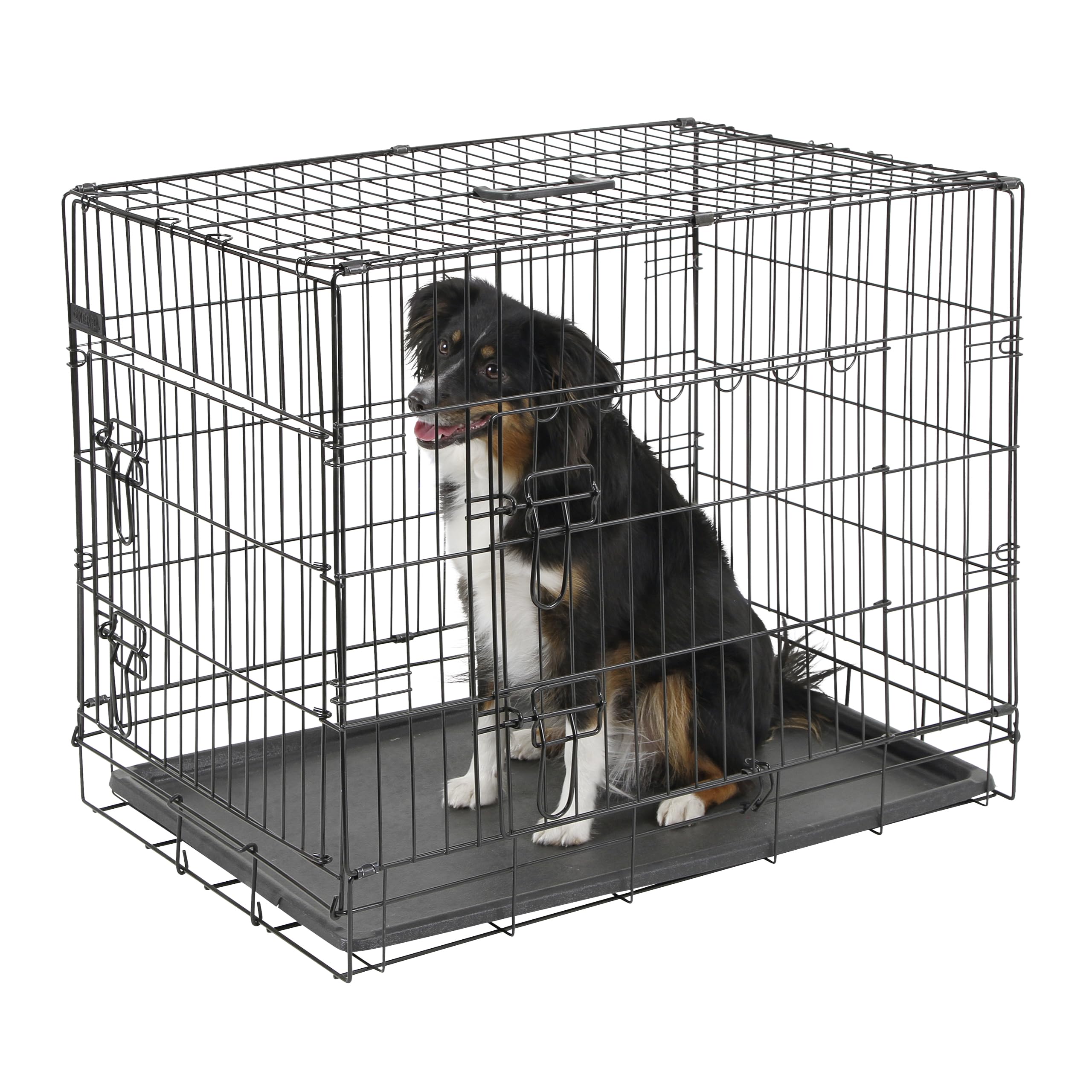 Kerbl Straight Front Dog Cage Collapsible 2 Doors, 92 x 63 x 74 cm, Black