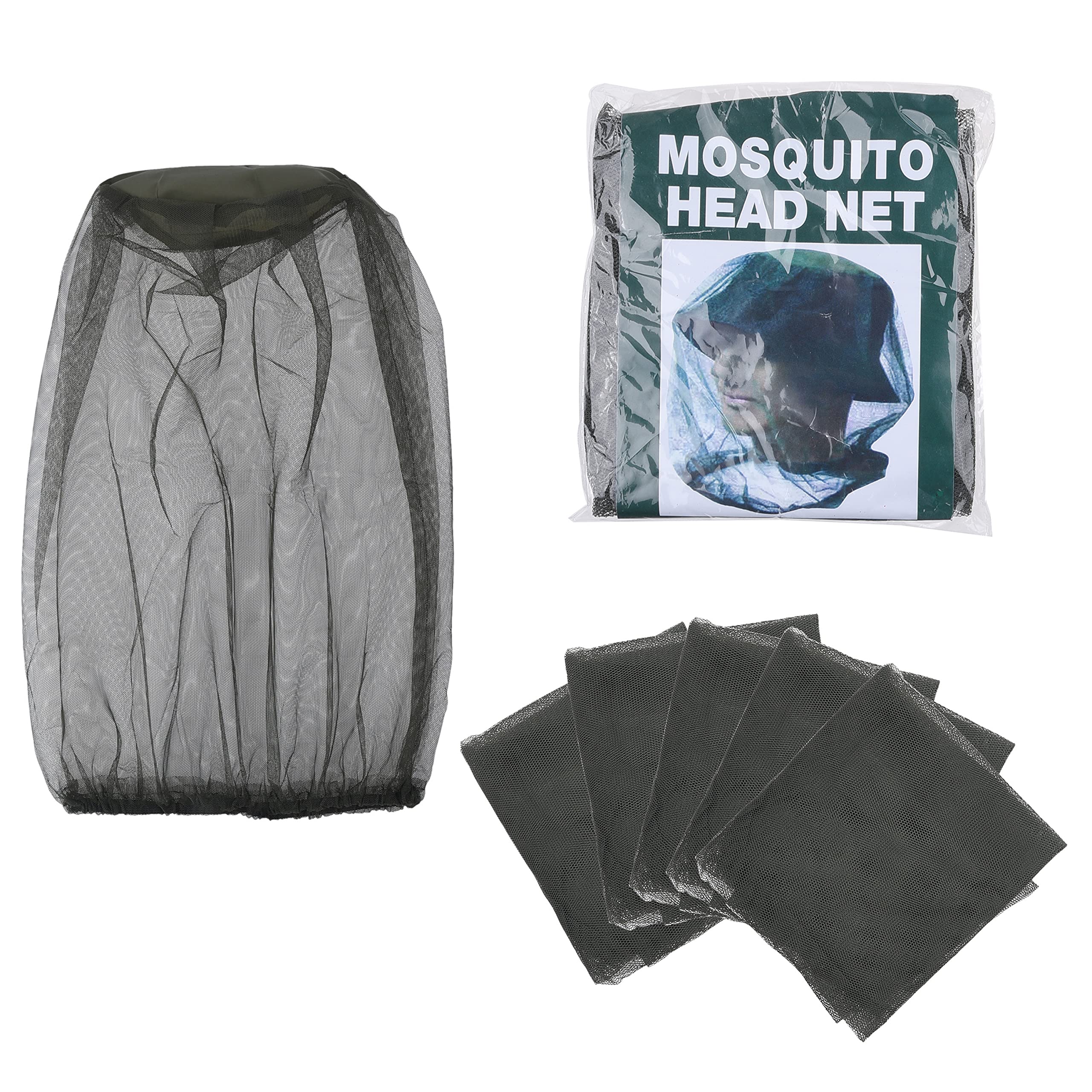 Kare & Kind 5-pack Head Net Mesh - Mosquito Net - Protects Face, Head, Neck from Bugs, Flies, Insects, Bees - Outdoor, Camping, Hiking, Trekking, Walking, Beekeeping, Gardening, Fishing (Dark Green)