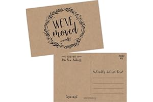 Set of 50 Rustic Kraft We've Moved Postcards Change of New Address Moving Announcements House Warming Gifts Weve Moved Cards 