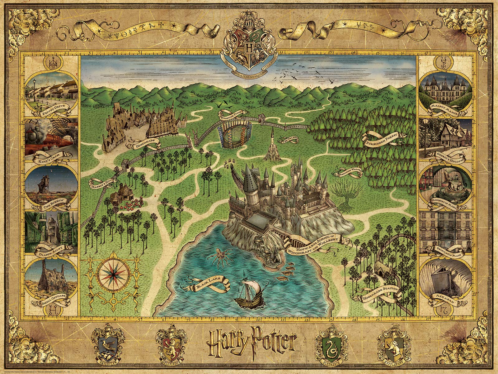 Ravensburger Harry Potter Gifts Hogwarts Map 1500 Piece Jigsaw Puzzle for Adults & for Kids Age 12 and Up