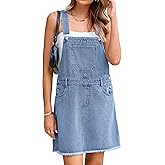 Glamaker Womens Denim Overalls Dress - Casual Summer Loose Romper Sleeveless Adjustable Straps Jumper Jean Mini Dresses 2025