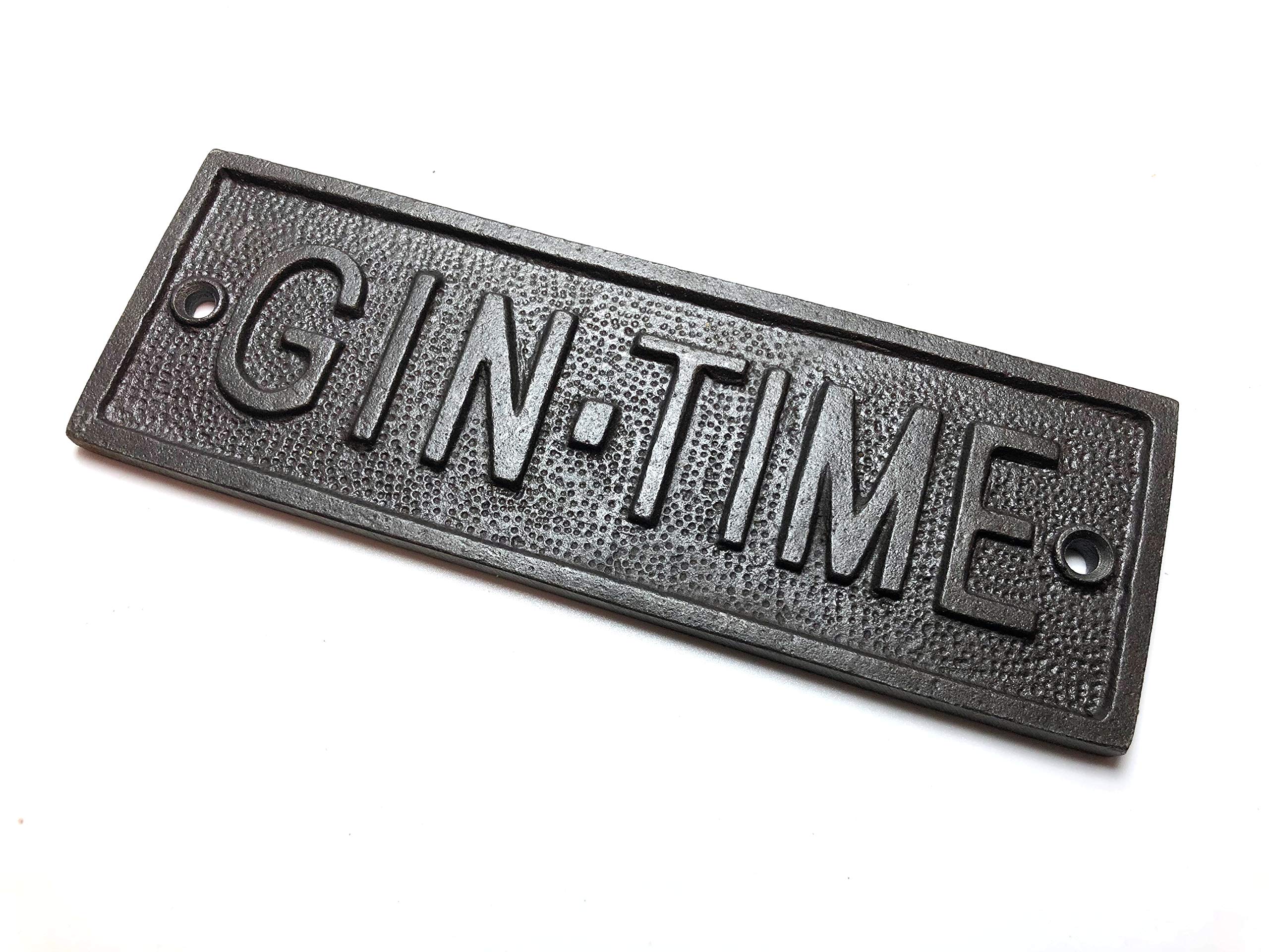 Cast Iron GIN TIME Door Sign - 152mm x 50mm c/w fixing screws.