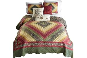 Donna Sharp Contemporary Quilt Spice Postage Stamp Design - 1-Piece Queen Size Quilt, Machine Washable, Perfect for Any Decor Theme