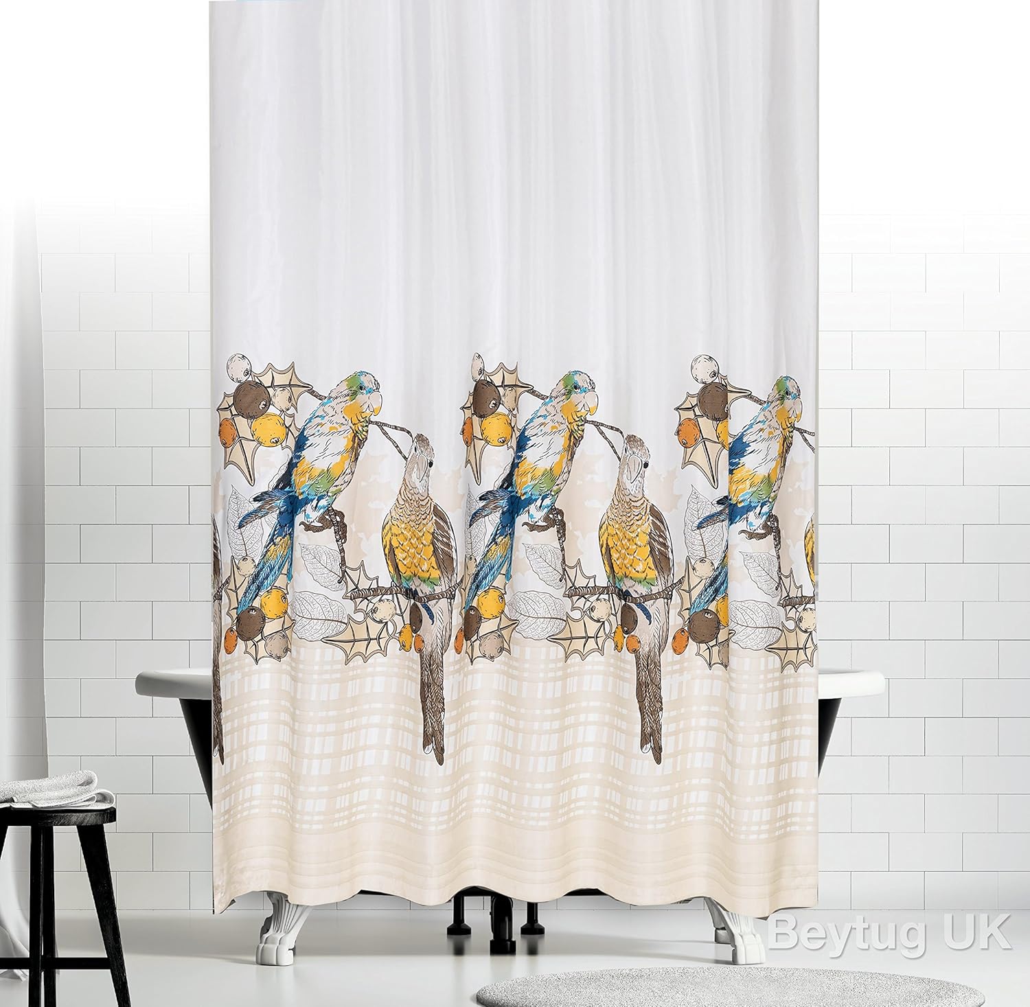 Modern Extra Long Bathroom Fabric Shower Curtains, Variety of Designs and Colours, 180CM Wide by