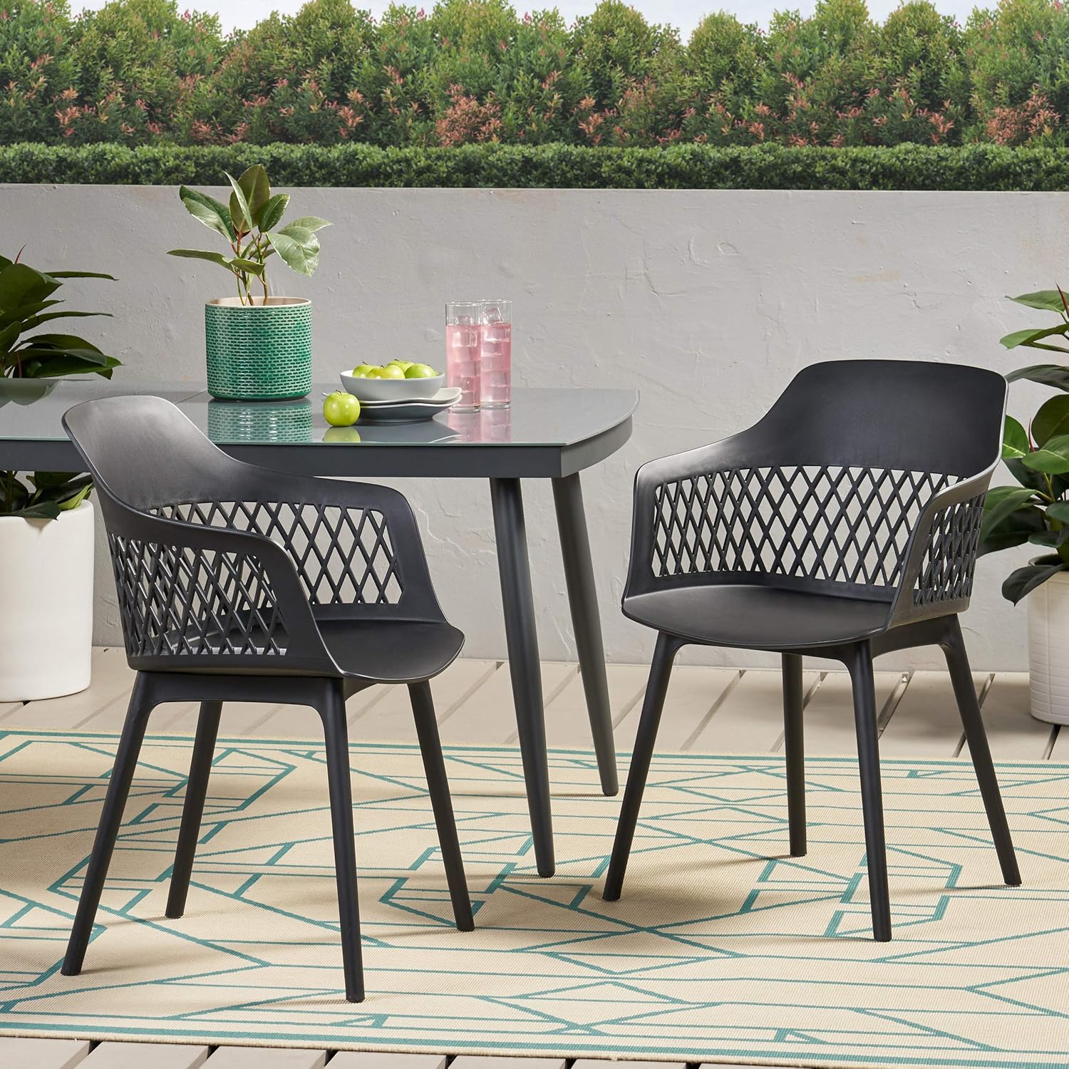 Christopher Knight Home 312178 Madeline Outdoor Dining Chair (Set of 2), Black : Garden & Outdoor