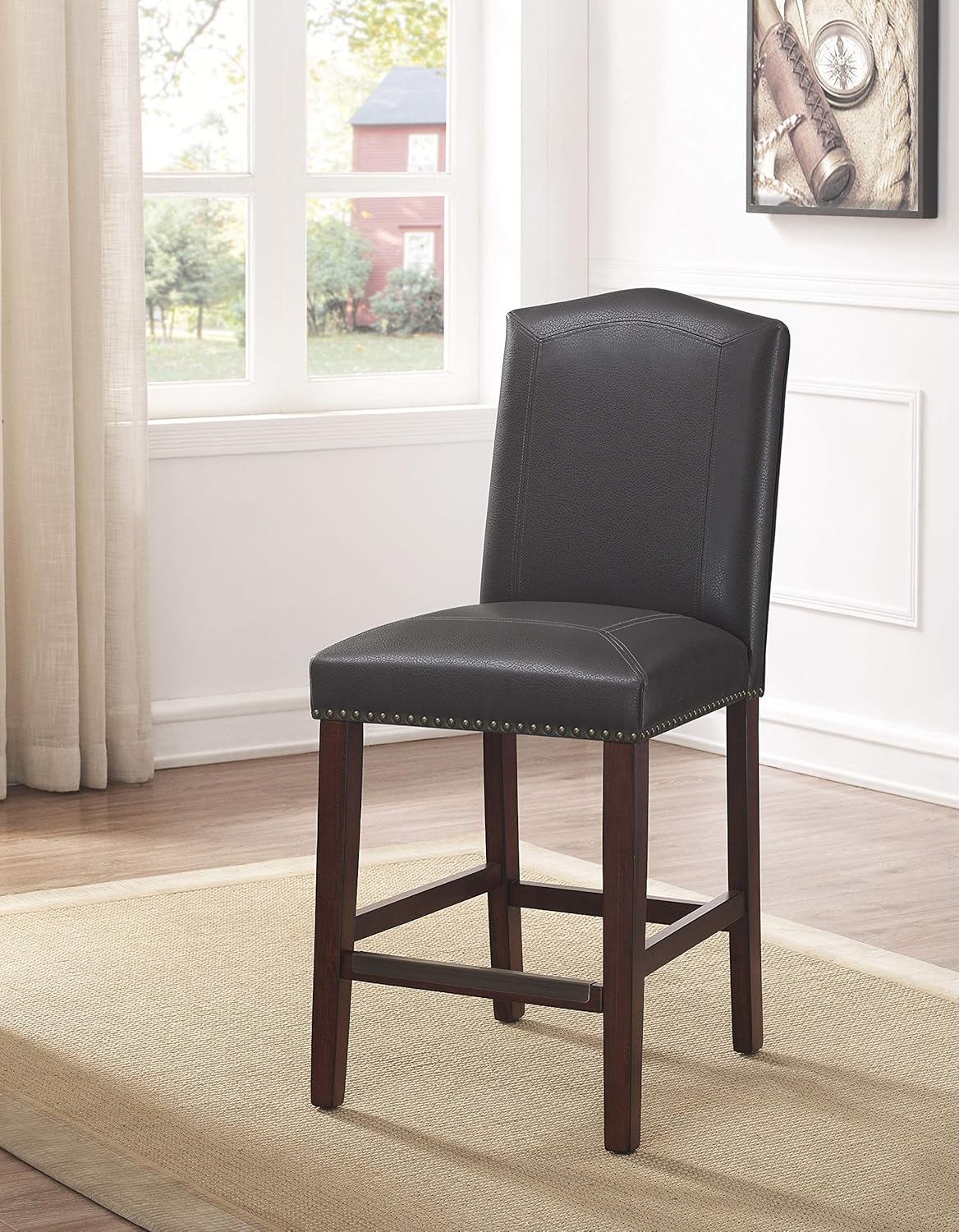 Amazon Com Source One Carteret Gray Leather Stool Counter Chair