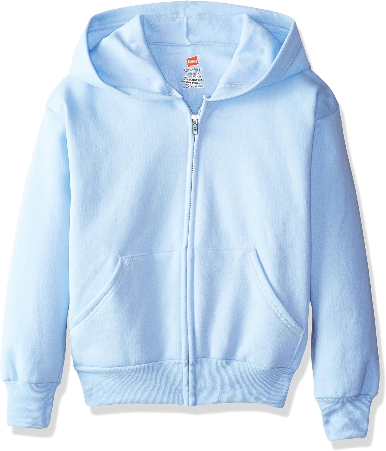 Hanes Boys EcoSmart Fleece Full Zip Hooded Jacket: Clothing