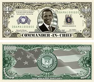 SET OF 10 BILLS-Barack Obama Collectible Million Dollar Bills