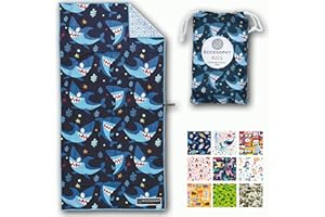 ECCOSOPHY Microfiber Kids Beach Towels & Pouch 60"x30" for Girls & Boys - Quick Dry Pool Towels - Sand Free Beach Blanket for Travel - Camping - Vacation - Toallas Playas