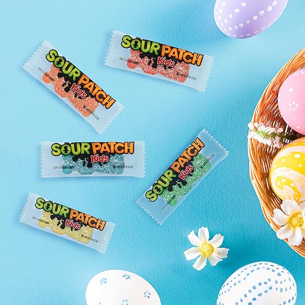 SOUR PATCH KIDS BIG KIDS INDIVIDUALLY WRAPPED SOFT & CHEWY CANDY, EASTER CANDY, BULK CANDY, 1 BAG (100 PIECES)