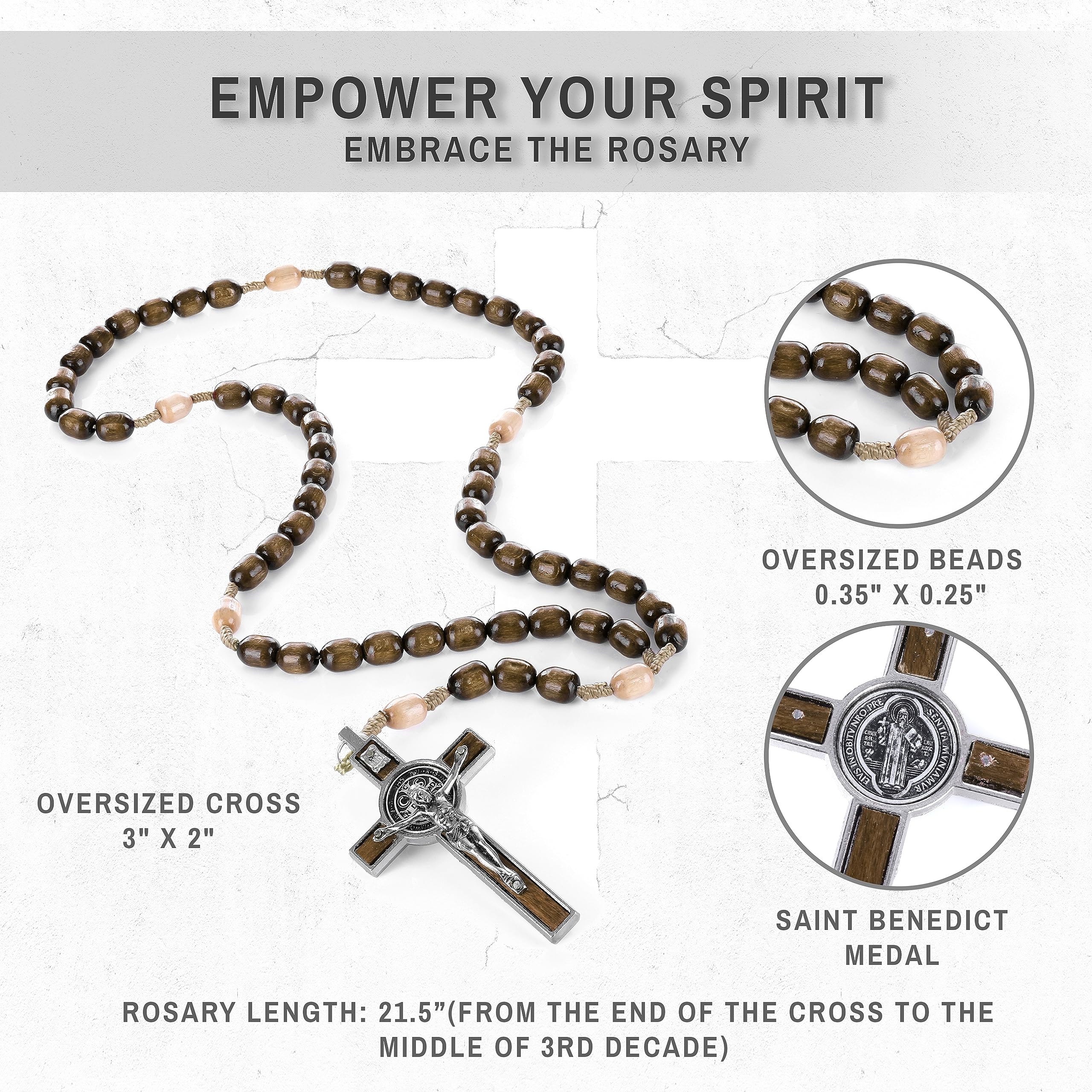 Italian Rosary with Pope Leo XIV Apostolic Blessing – Large Beads Catholic Necklace for Car Mirror, First Communion, Religious Keepsake Gift