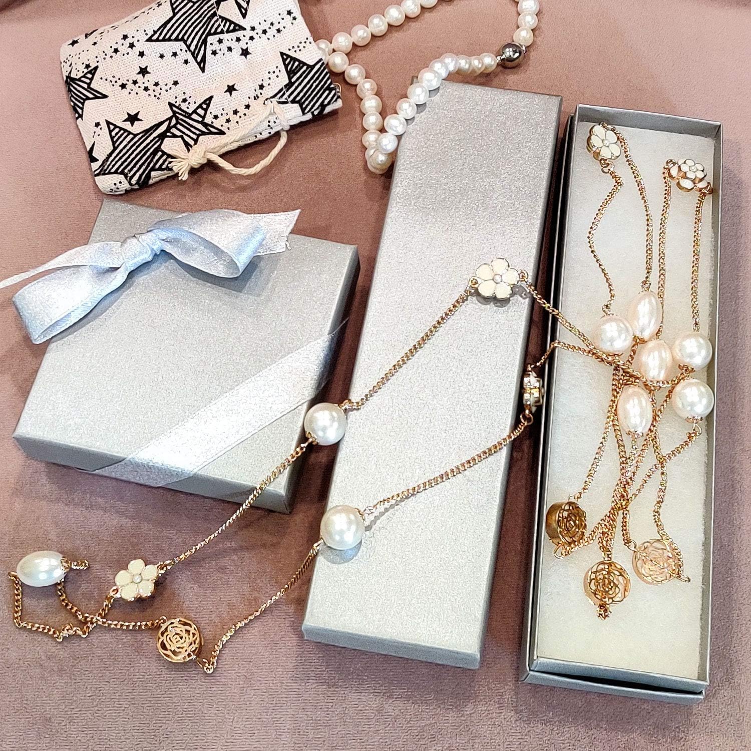 TheDisplayGuys 100-Pack #21 Cotton Filled Cardboard Paper Jewelry Box Gift Case - Pearl Gray (2 5/8" x 1 5/8" x 1"): Health & Personal Care