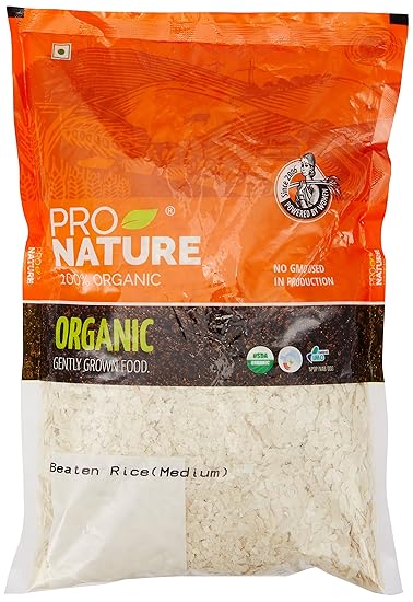 Pro Nature 100% Organic Beaten Rice, Medium, 500g