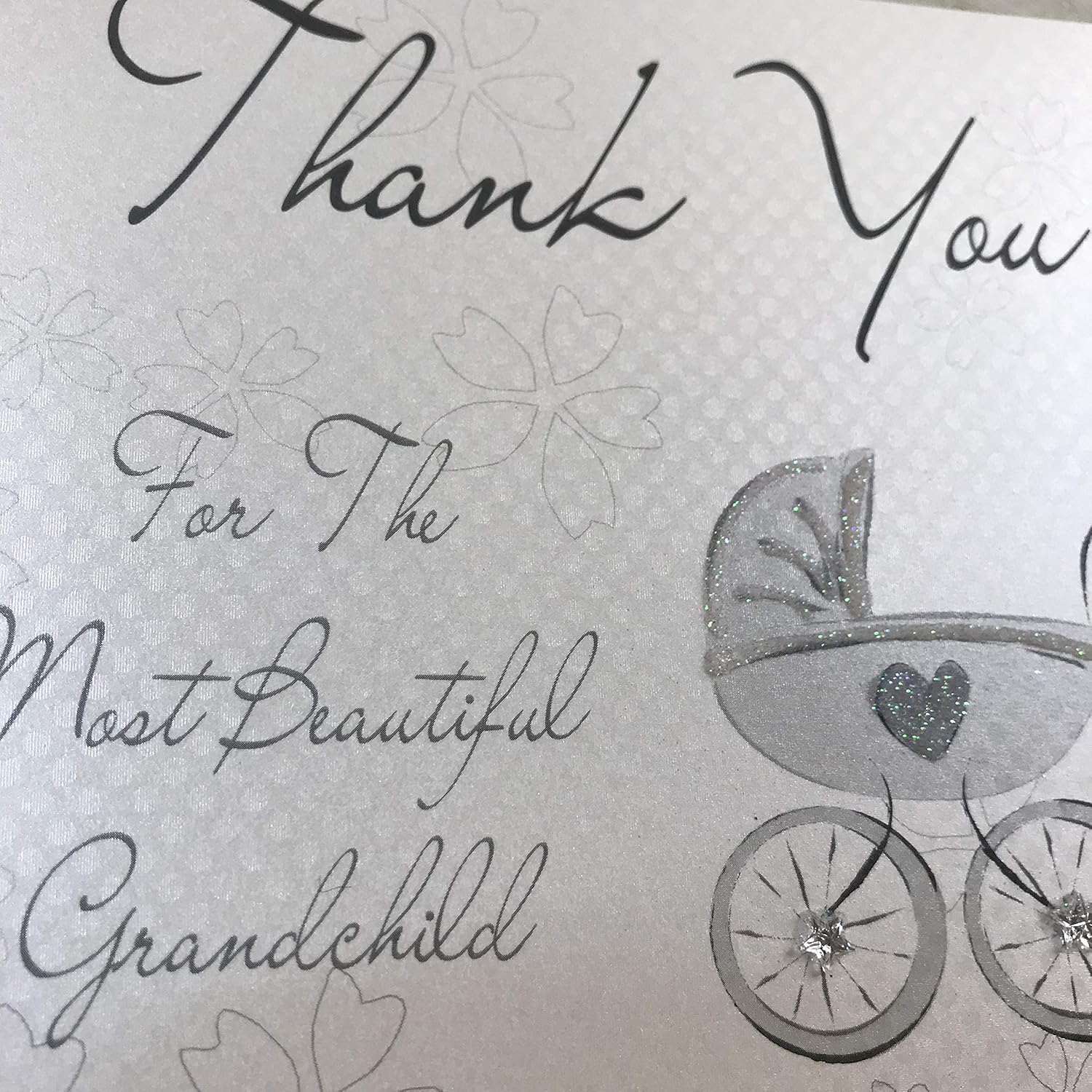 white cotton cards. Thank You for the Most Beautiful Grandchild. Toys & Stars Design New Baby Greeting Card (W - Image 3