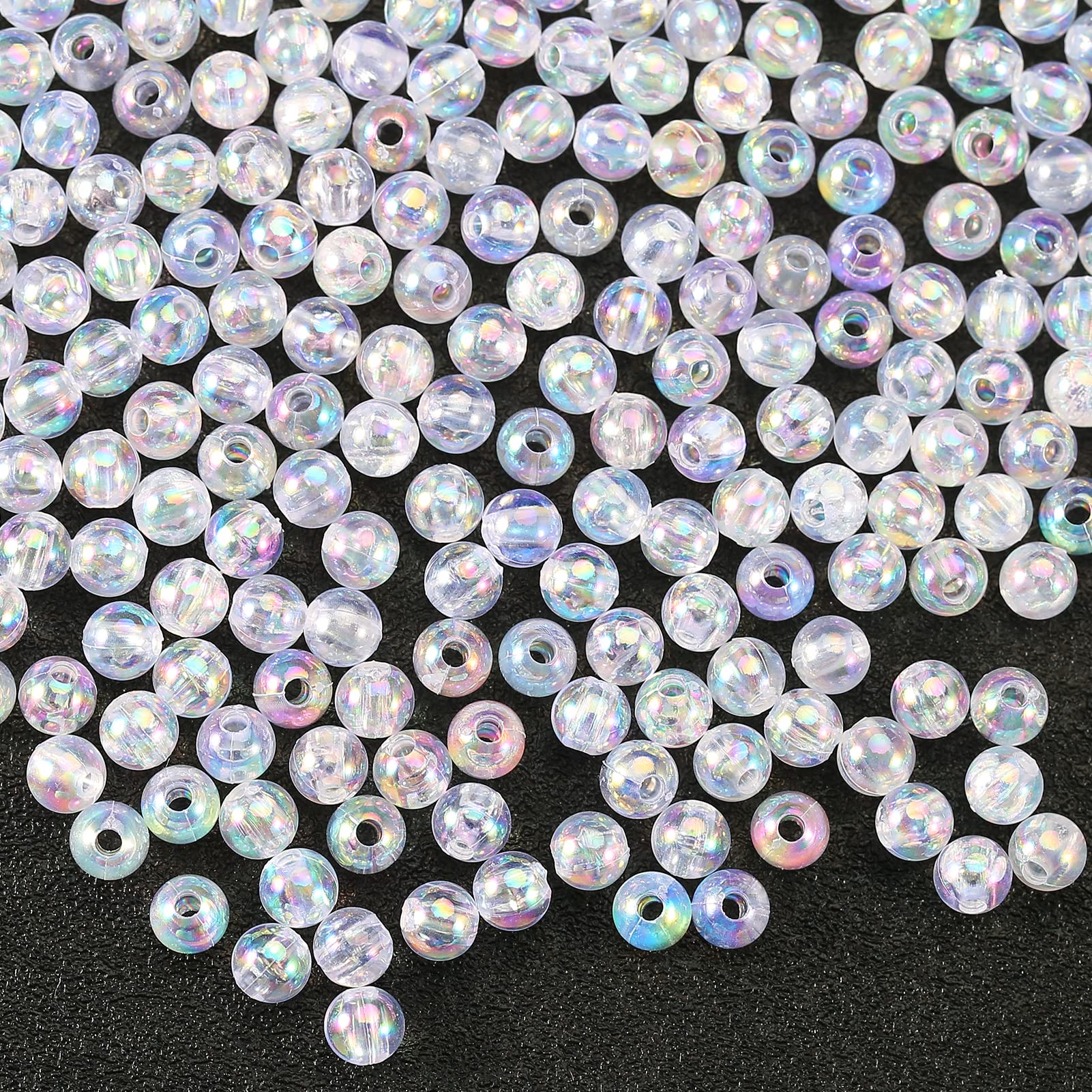HERZWILD 800Pcs Acrylic Clear Round Beads Ab Color Bead Satin Plastic Bead for Jewelry Making (round0.8) — image 1