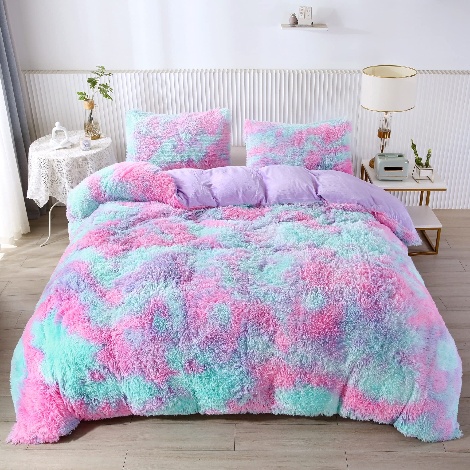 RYNGHIPY Purple Tie Dye Rainbow Duvet Cover