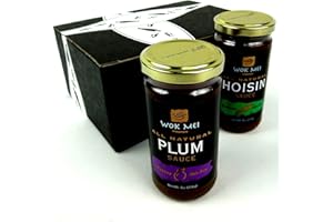 BLACK TIE MERCANTILE Wok Mei Gluten Free Sauces 2-Flavor Variety: One 8 oz Jar Each of Hoisin and Plum in a BlackTie Box (2 Items Total)
