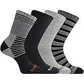 Merrell Unisex Mens And Women's Socks - 4 Pair Pack Arch Support Band Thermal Wool Blend Hiking Crew