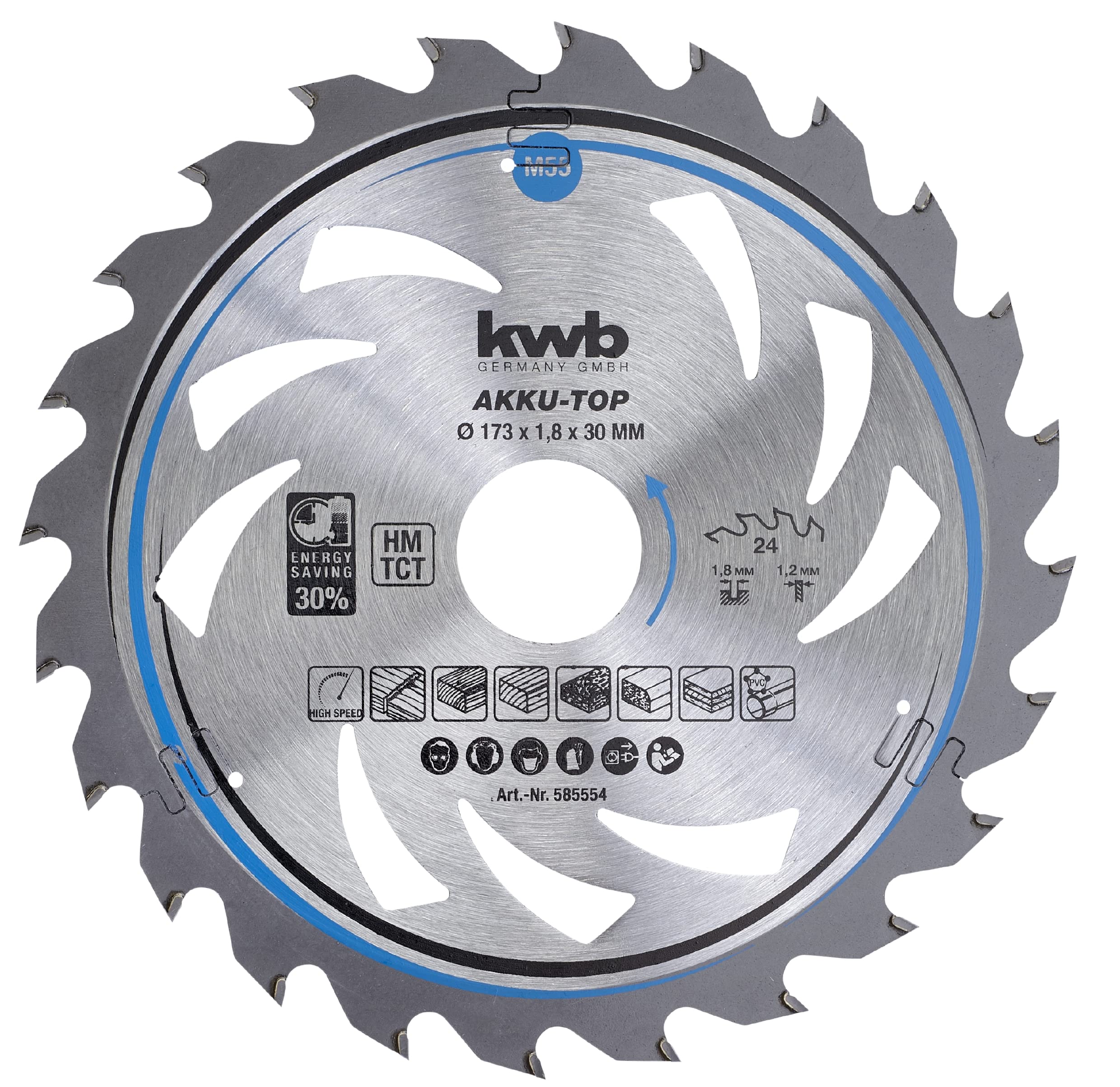 kwb 173mm Circular Saw Blade for Efficient Cutting, Ideal for Cordless Machines