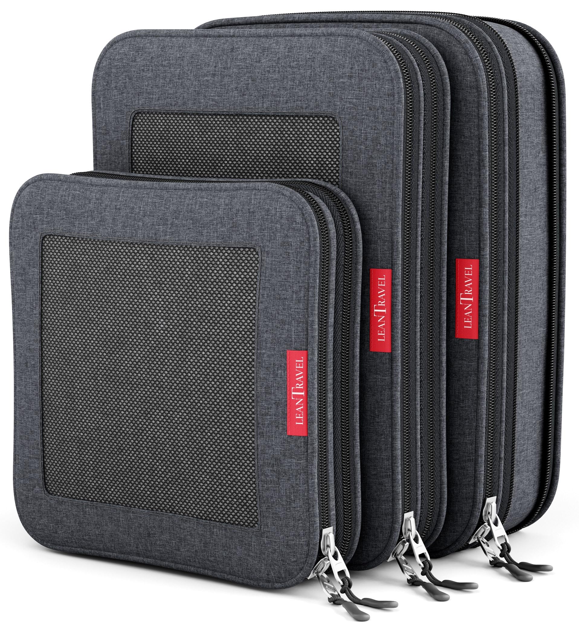 Photo 1 of LeanTravel Compression Packing Cubes for Travel Organizers with Double Zipper (3-Pack (2L+1M), Black)