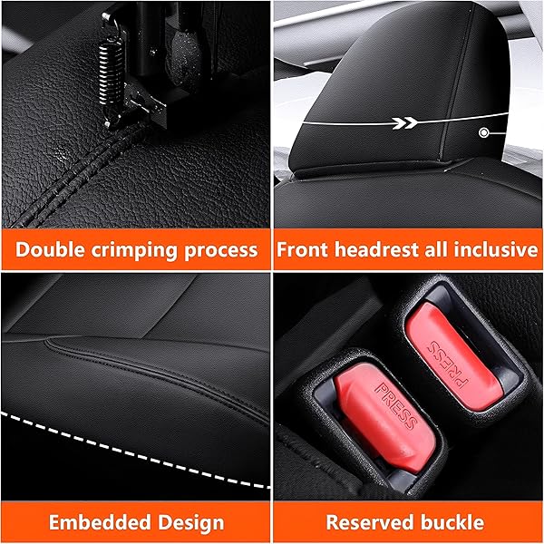 AOMSAZTO CUSTOM FIT SEAT COVERS FOR FORD FUSION 2013 2014 2015 2016 2017 2018 2019 2020 WATERPROOF LEATHER CAR SEAT COVERS, 5-SEATER FULL SET BLACK
