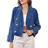 Nitzana Denim Jacket for Women Cropped Trench Coat Double Breasted Lightweight Jean Jackets Casual Outerwear 2026 Trendy