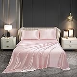 Counfeisly 4 Pieces Satin Sheets Set, Full Size Luxury Silky Soft Satin Bed Sheets with 1 Deep Pocket Fitted Sheet, 1 Flat Sh