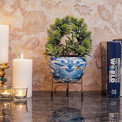 StatueStudio Metal Planter Stand Glossy Finish Garden Flora Planter Indoor Planter for Table Top, Living Room, Wall Slab and Home Decor (5.5 X 5.5 X 6.5 Inch)