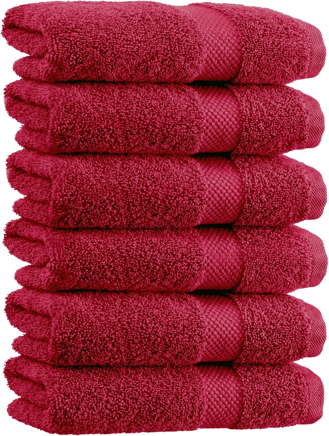 White Classic Luxury Hand Towels | Cotton Hotel spa Bathroom Towel | 16x30 | 6 Pack | Burgundy