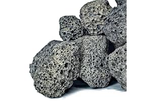 IwoodUs 5lb 1.2-2 inch Black Lava Rocks for Indoor Fireplaces, Outdoor Gas Fire Tables, Fire Pits, Garden Landscaping Decoration