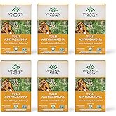 ORGANIC INDIA Calming Tulsi Ashwagandha Tea - Organic Tea Bags, Holy Basil, Vegan, USDA Certified Organic, Non-GMO, Caffeine Free - 18 Infusion Bags, 6 Pack