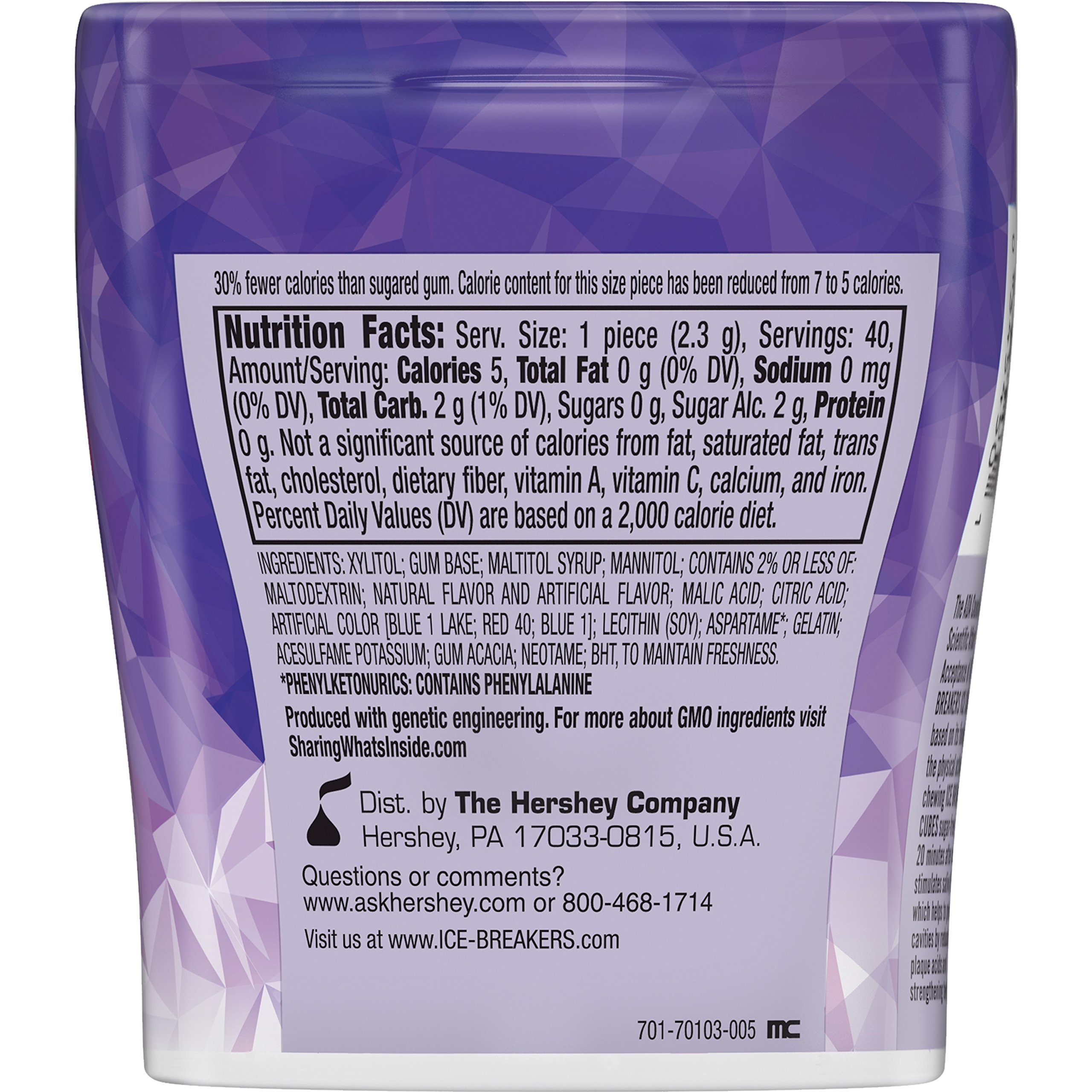Ice Breakers Ice Cubes Sugar Free Gum with Xylitol, Arctic Grape, 40