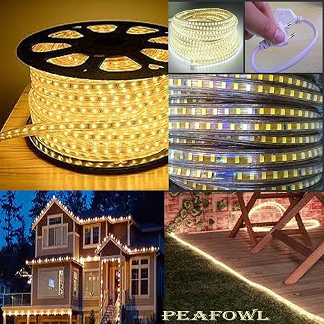 Peafowl Wholesale Peafowl led Rope(Strip) Light IP65 with Adapter (Diwali Light,Home Decoration,Christmas,Festival Light) Warm White 25 Meter.