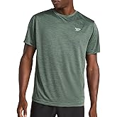 Reebok Mens Small Logo Short Sleeve Crewneck T-Shirt, Standard Fit, Breathable Lightweight Stretch Knit Fabric