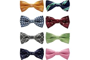 BELLUNO Boys Bow Ties 8-Pack, Pre-tied Bow-Ties Adjustable for Kids, Children, Toddler BowTies