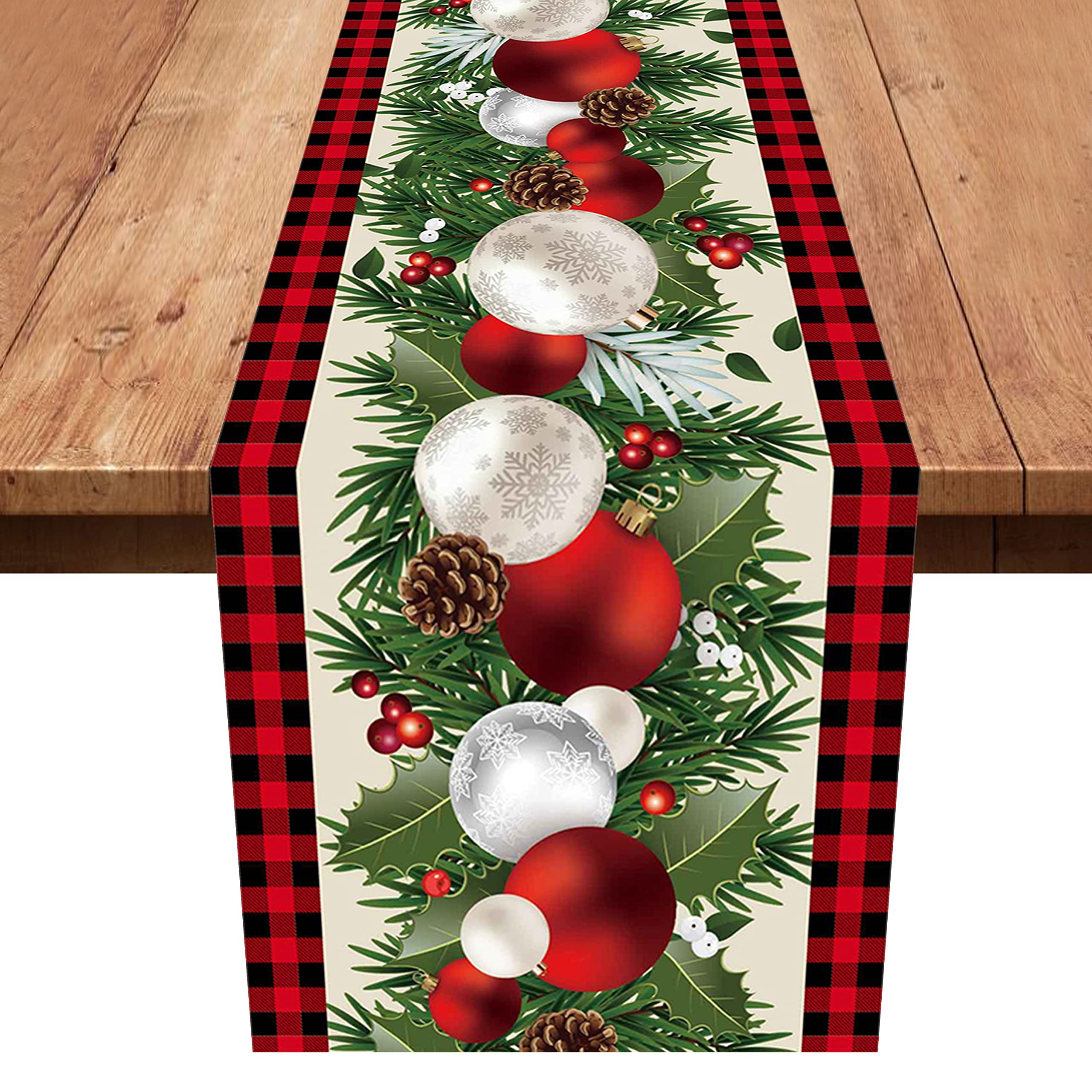 Xinvery Xmas Table Linens - Gold Bell Christmas Dinner Table Runners & Tablecloth for Dining Party Decorations - 180x35CM