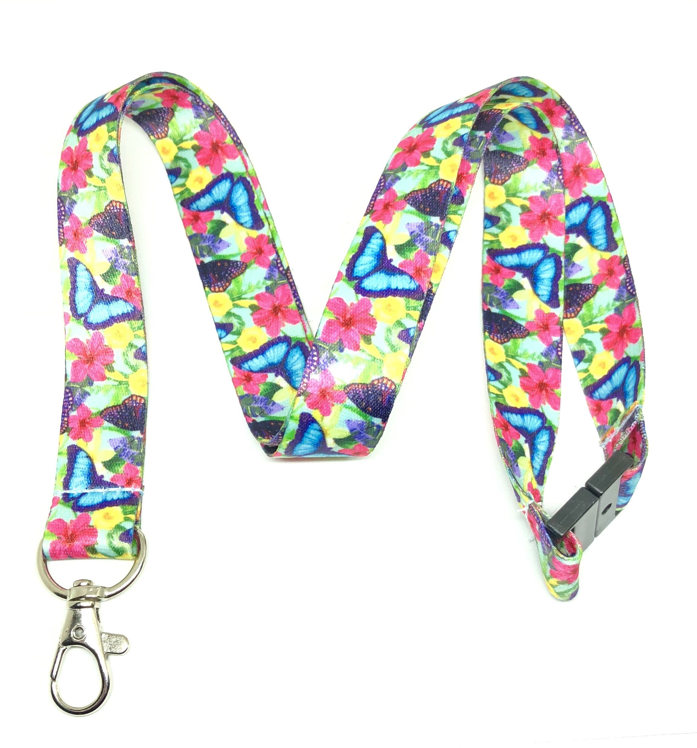 Beautiful Butterflies Print Break Away Lanyard Key Chain ID Badge Holder