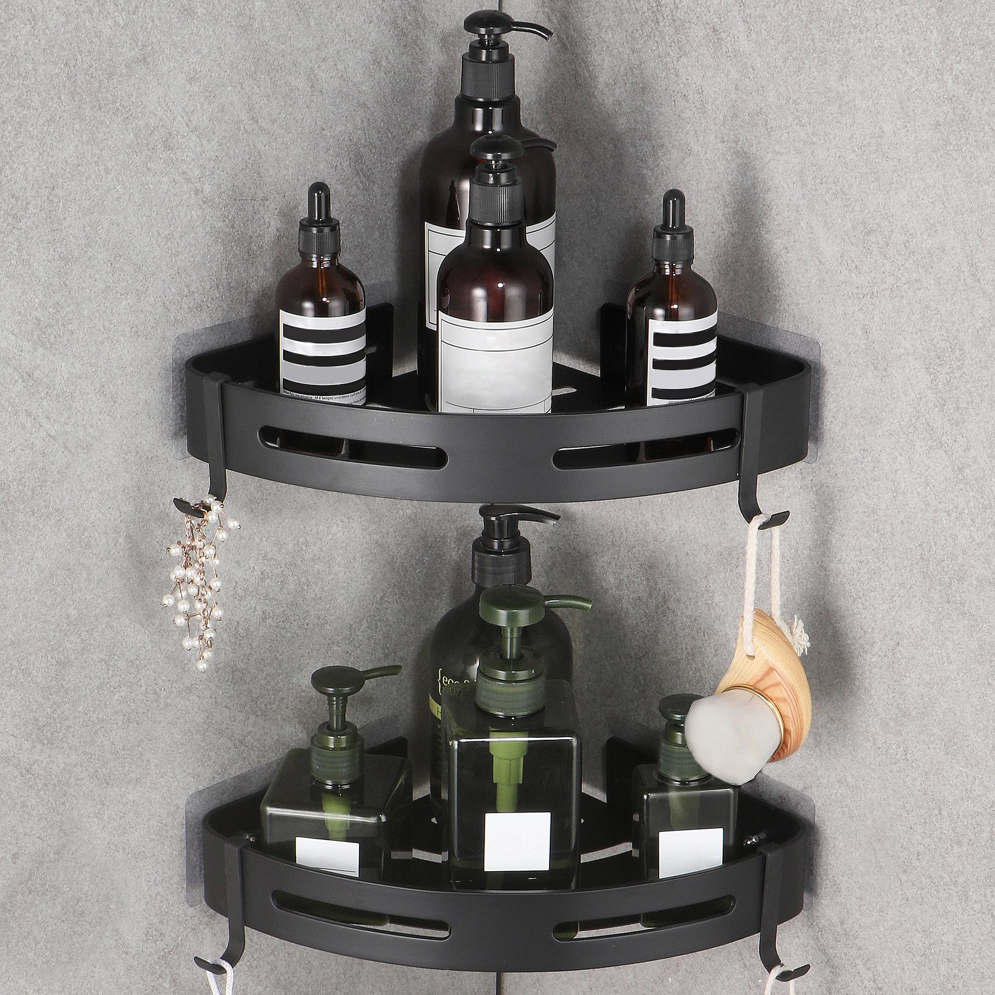 Photo 1 of **ONLY ONE**WPT Corner Shower Caddy, 2 Pack Adhesive Shower Corner Shelf, Shower Organizer Storage Wall Mounted No Drilling for Bathroom and Kitchen, Black