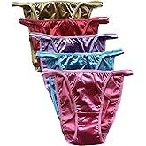Colorful Star 5 Pack Women's Sexy Satin String Bikini Underwear Shine Smooth Underwear