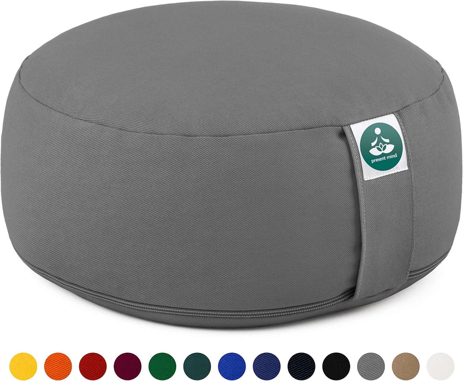 Cuscino Meditazione Zafu Present Mind - Ripieno Grano Saraceno, Cotone Lavabile, 20x30 Cm, Made EU