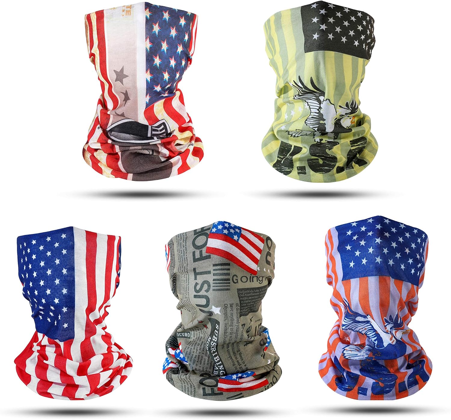 N pcs Magic Scarf Multifunctional Summer Balaclava for Neck, Face and Head Protection (US-Flags) at  Men’s Clothing store