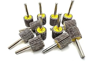 SuperGrindz 12 Pcs 1” X 1” X 1/4” Flap Wheels Set – 3 pcs each 40 60 80 & 120 Grits Aluminum Oxide for Metal Wood Grinding Blending Polishing Rust Paint Removal – 1/4 Shank Fits Die Grinder and Drills
