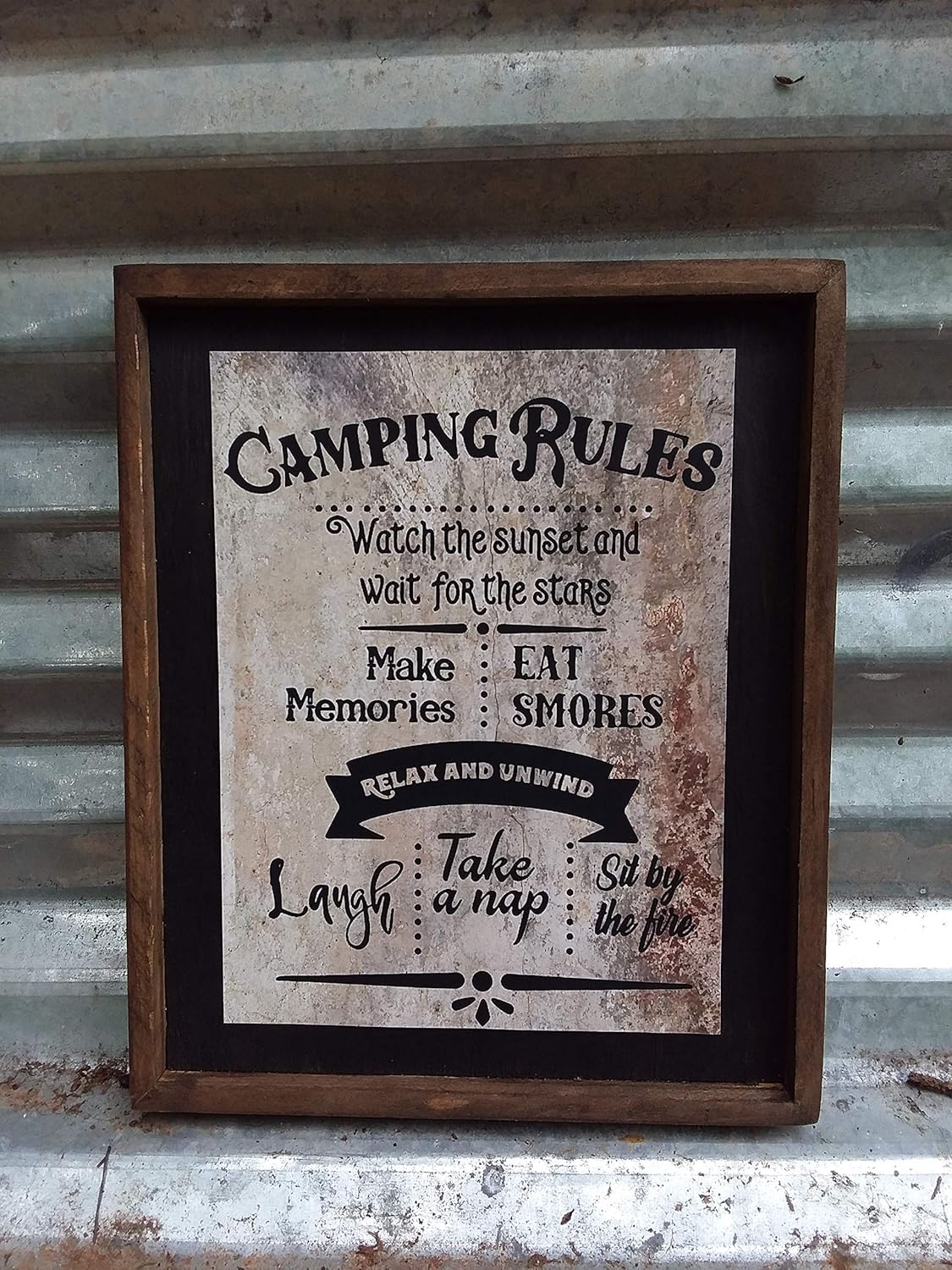Camping Rules Wooden Sign Handmade