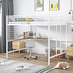 BIADNBZ Full Loft Bed with Built-in L-Shape