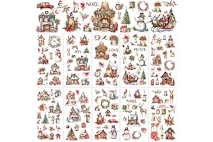 Lincia 10 Sheets Christmas Rub on Transfers for Crafts and Furniture Christmas Rub on Transfers Stickers Snowman Vintage Reindeer Gnome Decals for DIY Craft Home 5.91 x 11.81 7/26(Cute Holiday)