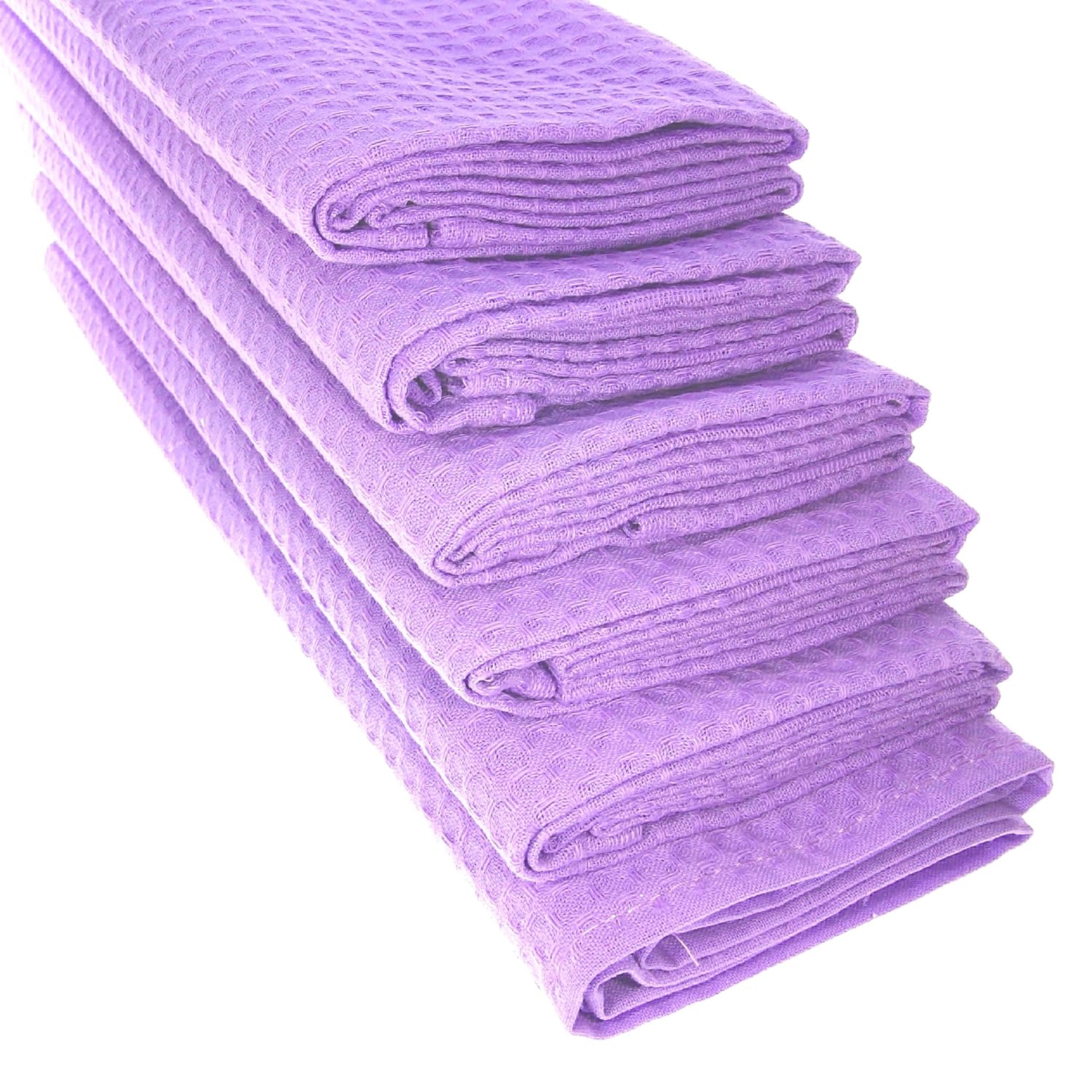 6 x 100 Cotton Waffle Piqué Tea Towels in purple / kitchen cloths