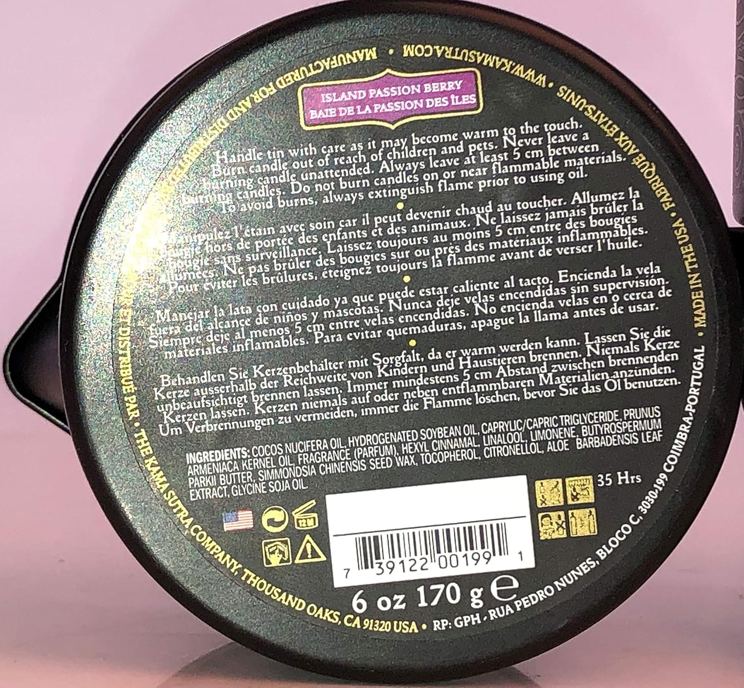 Kama Sutra - Massage Oil Candle - Island Passion Berry - 6 Ounce : Massage Oils : Beauty